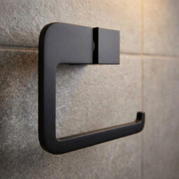 Bisk Toilet Paper Rack Wall Mounted Roll Holder Modern Wc Black Powder Coated Zamak - thumbnail 3