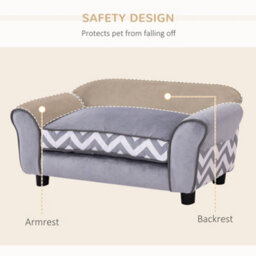 Pawhut Dog Sofa Cat Couch Bed For Xs Dogs W/ Removable Sponge Cushion - Grey - thumbnail 6