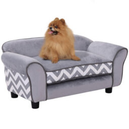 Pawhut Dog Sofa Cat Couch Bed For Xs Dogs W/ Removable Sponge Cushion - Grey - thumbnail 2