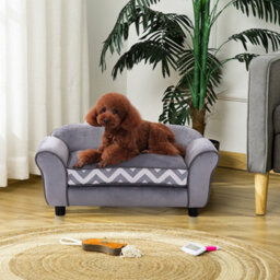 Pawhut Dog Sofa Cat Couch Bed For Xs Dogs W/ Removable Sponge Cushion - Grey