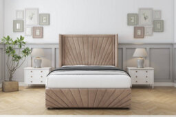 "Sloomy Rutherford Mink Naples Divan Bedno Drawers - 54"" Wingback Headboard & 12""footboard 6' Super King" - thumbnail 2
