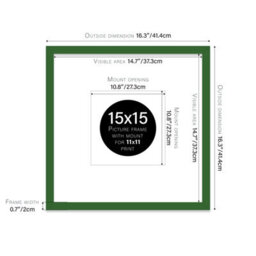 "15X15"" Green Picture Frame - 15X15"" Square Frame With 11X11"" Mount For 15X15""/11X11"" Pictures Art Deco Style Gallery Wall, 1 Pack" - thumbnail 2