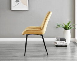 Furniturebox Carson 4 Seater White Marble Effect Rectangular Scratch Resistant Dining Table With 4 Mustard Pesaro Velvet Black Leg Chairs - thumbnail 7