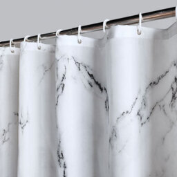 Neel Blue Marble Shower Curtain, Grey & White Polyester Bathroom Curtain With 12 Hooks - 180X200Cm - thumbnail 9