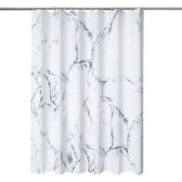 Neel Blue Marble Shower Curtain, Grey & White Polyester Bathroom Curtain With 12 Hooks - 180X200Cm - thumbnail 2