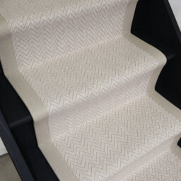 RainbowHome Herringbone Savoy Wool Stair Runner With 100% Sand Cotton Border 65Cm X 700Cm - thumbnail 2