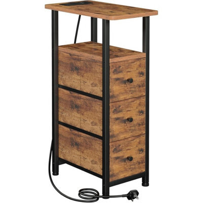 Bedside Table With Drawers And Charging Station Small Nightstand - image 1