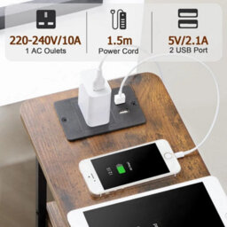 Bedside Table With Drawers And Charging Station Small Nightstand - thumbnail 5