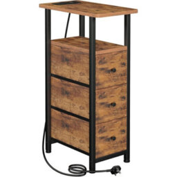 Bedside Table With Drawers And Charging Station Small Nightstand - thumbnail 1