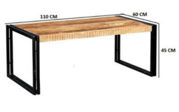 Buttercup Farm Cosmo Industrial Large Coffee Table - Solid Mango Wood - L60 X W110 X H45 Cm - thumbnail 5