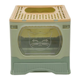 Darphe Green Foldable Cat Litter Box Top Entry Anti-Splashing Cat Toilet, 51Cm W X 41Cm D X 38Cm H - thumbnail 3