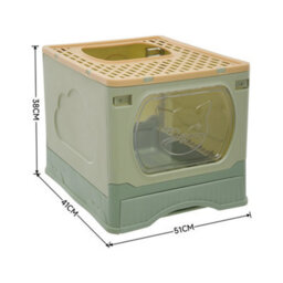 Darphe Green Foldable Cat Litter Box Top Entry Anti-Splashing Cat Toilet, 51Cm W X 41Cm D X 38Cm H - thumbnail 6
