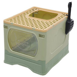 Darphe Green Foldable Cat Litter Box Top Entry Anti-Splashing Cat Toilet, 51Cm W X 41Cm D X 38Cm H - thumbnail 1