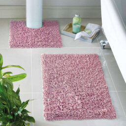 Pink Tumble-Twist Cotton Bath Mat And Pedestal Mat Set, 100% Cotton, 2 Piece, 80X50Cm And 50X40Cm - thumbnail 1