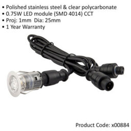 4 Pack Single Recessed 25mm Decking Light Module - 0.75W Cct Led - Steel - thumbnail 2