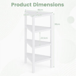 4-Tier Corner Shelf Stand With Slatted Shelves Modern Display Rack White - thumbnail 2