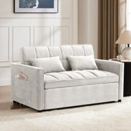 Home Detail Harry Pull-Out Sofa Bed, Grey Linen - thumbnail 1