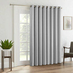 Ameha Light Grey 230Gsm Plain Thermal Blackout Eyelet Curtain For Bedroom Single Panel Energy Saving 66'' X 84'' Uk Home Decor - thumbnail 1