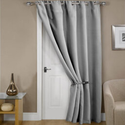 Ameha Light Grey 230Gsm Plain Thermal Blackout Eyelet Curtain For Bedroom Single Panel Energy Saving 66'' X 84'' Uk Home Decor - thumbnail 2