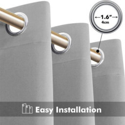 Ameha Light Grey 230Gsm Plain Thermal Blackout Eyelet Curtain For Bedroom Single Panel Energy Saving 66'' X 84'' Uk Home Decor - thumbnail 6