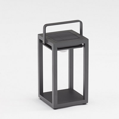 Luxor Small Table Outdoor And Indoor Solar Lantern In Charcoal - image 1