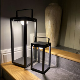 Luxor Small Table Outdoor And Indoor Solar Lantern In Charcoal - thumbnail 3