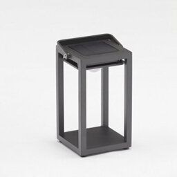 Luxor Small Table Outdoor And Indoor Solar Lantern In Charcoal - thumbnail 2