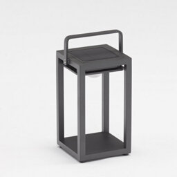 Luxor Small Table Outdoor And Indoor Solar Lantern In Charcoal - thumbnail 1