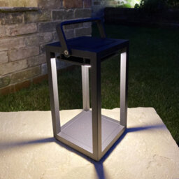 Luxor Small Table Outdoor And Indoor Solar Lantern In Charcoal - thumbnail 4