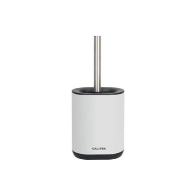 Calitek Toilet Brush Flexible Silicon Bristles And Brush Head With Non Slip Long Stainless Steel Handle White - image 1