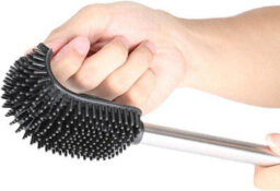Calitek Toilet Brush Flexible Silicon Bristles And Brush Head With Non Slip Long Stainless Steel Handle White - thumbnail 7
