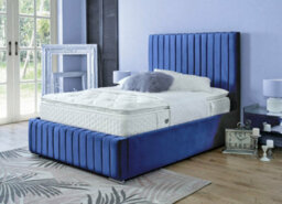 Ds Living Savoy Upholstered Soft Blue Velvet Panel Design Bed Frame 6Ft