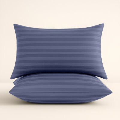 Bedlooms Washed Blue Satin Stripe Pillowcase Pair -Soft Touch Striped Pillow Covers Skin Friendly Pillowcase Bedding Set 50X75 Cm - image 1