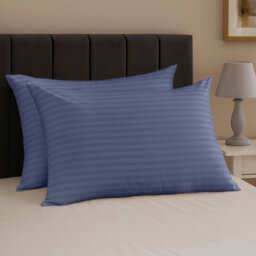 Bedlooms Washed Blue Satin Stripe Pillowcase Pair -Soft Touch Striped Pillow Covers Skin Friendly Pillowcase Bedding Set 50X75 Cm - thumbnail 9
