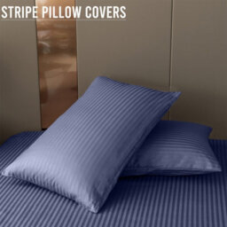 Bedlooms Washed Blue Satin Stripe Pillowcase Pair -Soft Touch Striped Pillow Covers Skin Friendly Pillowcase Bedding Set 50X75 Cm - thumbnail 8