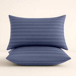 Bedlooms Washed Blue Satin Stripe Pillowcase Pair -Soft Touch Striped Pillow Covers Skin Friendly Pillowcase Bedding Set 50X75 Cm - thumbnail 1