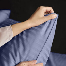 Bedlooms Washed Blue Satin Stripe Pillowcase Pair -Soft Touch Striped Pillow Covers Skin Friendly Pillowcase Bedding Set 50X75 Cm - thumbnail 5