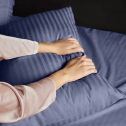 Bedlooms Washed Blue Satin Stripe Pillowcase Pair -Soft Touch Striped Pillow Covers Skin Friendly Pillowcase Bedding Set 50X75 Cm - thumbnail 7