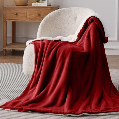 Bedlooms Burgundy Sherpa Throw Blanket, Reversible & Lightweight Bed & Sofa Blanket, King 200X240Cm - image 1