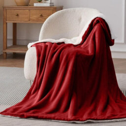 Bedlooms Burgundy Sherpa Throw Blanket, Reversible & Lightweight Bed & Sofa Blanket, King 200X240Cm