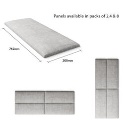 Aspire Easymount Wall Mounted Upholstered Panels, Modular Diy Headboard In Pure Pastel Cotton Fabric, Storm (Pack Of 4) - thumbnail 5