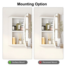 Keepreaper Sleek Oval Bathroom Mirror Cabinet With Storage And 2 Butterfly Doors 66X40 - thumbnail 6