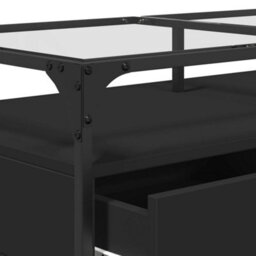 Berkfield Coffee Table With Glass Top Black 98.5X50X45 Cm Steel - thumbnail 8