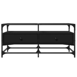 Berkfield Coffee Table With Glass Top Black 98.5X50X45 Cm Steel - thumbnail 4