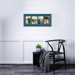 AK Frames 50X20Cm Navy Blue Classic Multi Photo Frame With Emerald Mount - Holds 4 Apertures (4X) 6X4 Photos - thumbnail 3