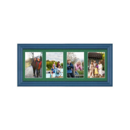 AK Frames 50X20Cm Navy Blue Classic Multi Photo Frame With Emerald Mount - Holds 4 Apertures (4X) 6X4 Photos - thumbnail 1