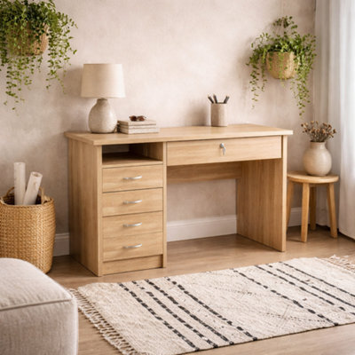 Wyld Haus Billabong Natural Oak Effect 5-Drawer Office Desk - image 1