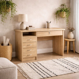 Wyld Haus Billabong Natural Oak Effect 5-Drawer Office Desk - thumbnail 1