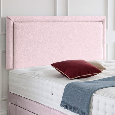 "Urban Textures - Porto Luxury 20"" High Boucle Fabric Upholstered Headboard - Pink" - image 1