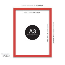 A3 Red Picture Frame Fits A3 (29.7 X 42Cm - 11.7 X 16.5In) Poster, Photo, Artwork, Or Print. - thumbnail 2